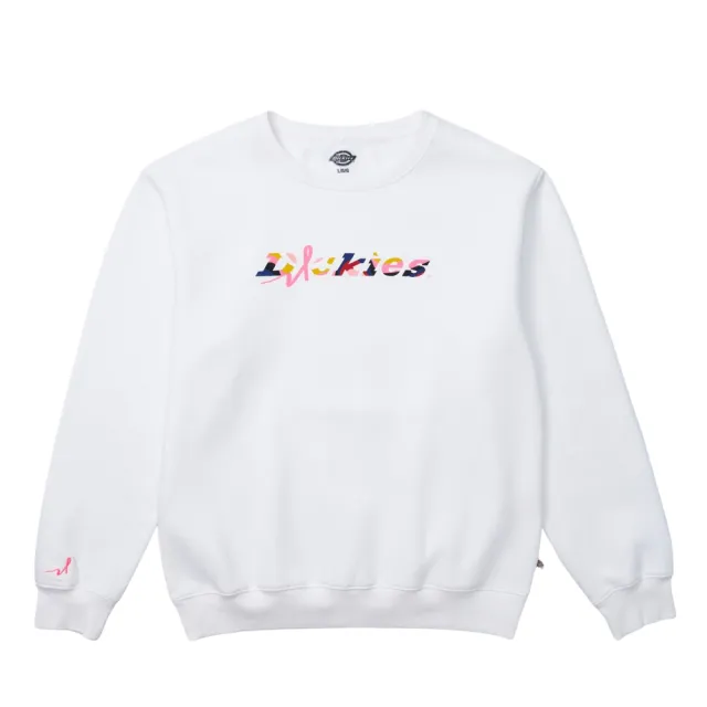 【Dickies】BCA 聯名－男款白色胸前品牌Logo圖案印花休閒大學T｜DK012215C4D