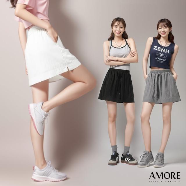 【Amore】 夏日輕薄舒適防走光休閒短褲裙3色(夏日休閒必備)