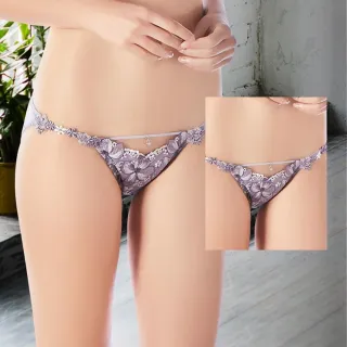 【Lady】逐夢花影系列 刺繡/性感/低腰三角褲(銀灰紫)