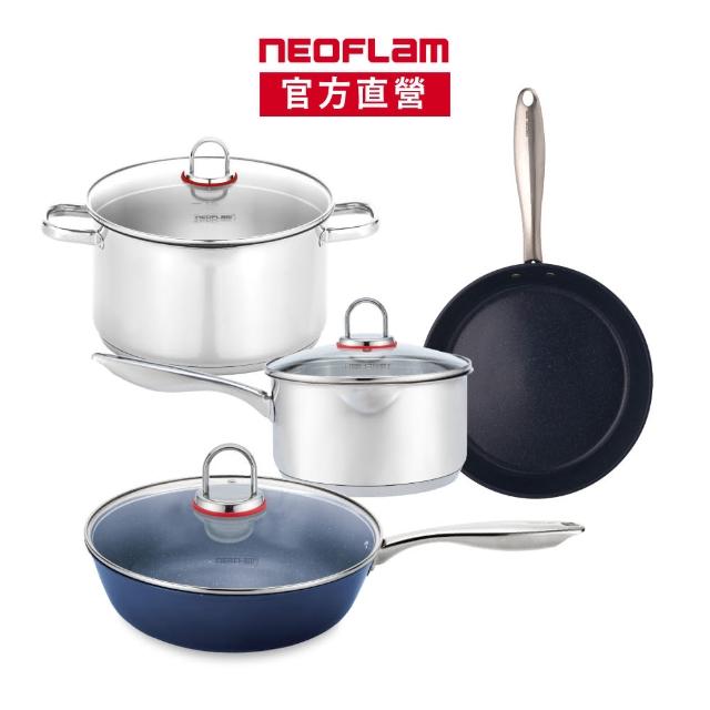 【NEOFLAM】Inox系列陶瓷/不鏽鋼任選雙鍋組(不挑爐具 瓦斯爐電磁爐可用)