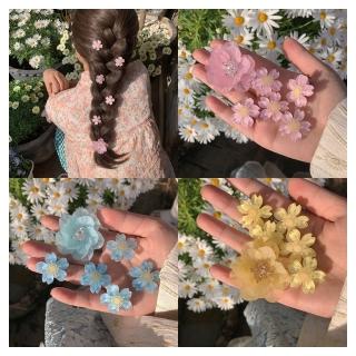 【HaNA 梨花】甜美與夏日風情．櫻粉輕語髮際小髮夾五件套(髮夾 邊夾 馬尾扣 馬尾夾)