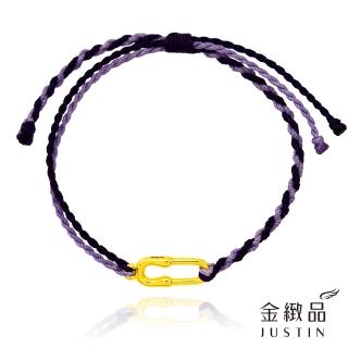 【金緻品】黃金蠟繩手鍊 雙層知性 0.1錢(純金手鍊 迴紋針 不對稱 蠶絲蠟線 手工編繩 細蠟繩 撞色)