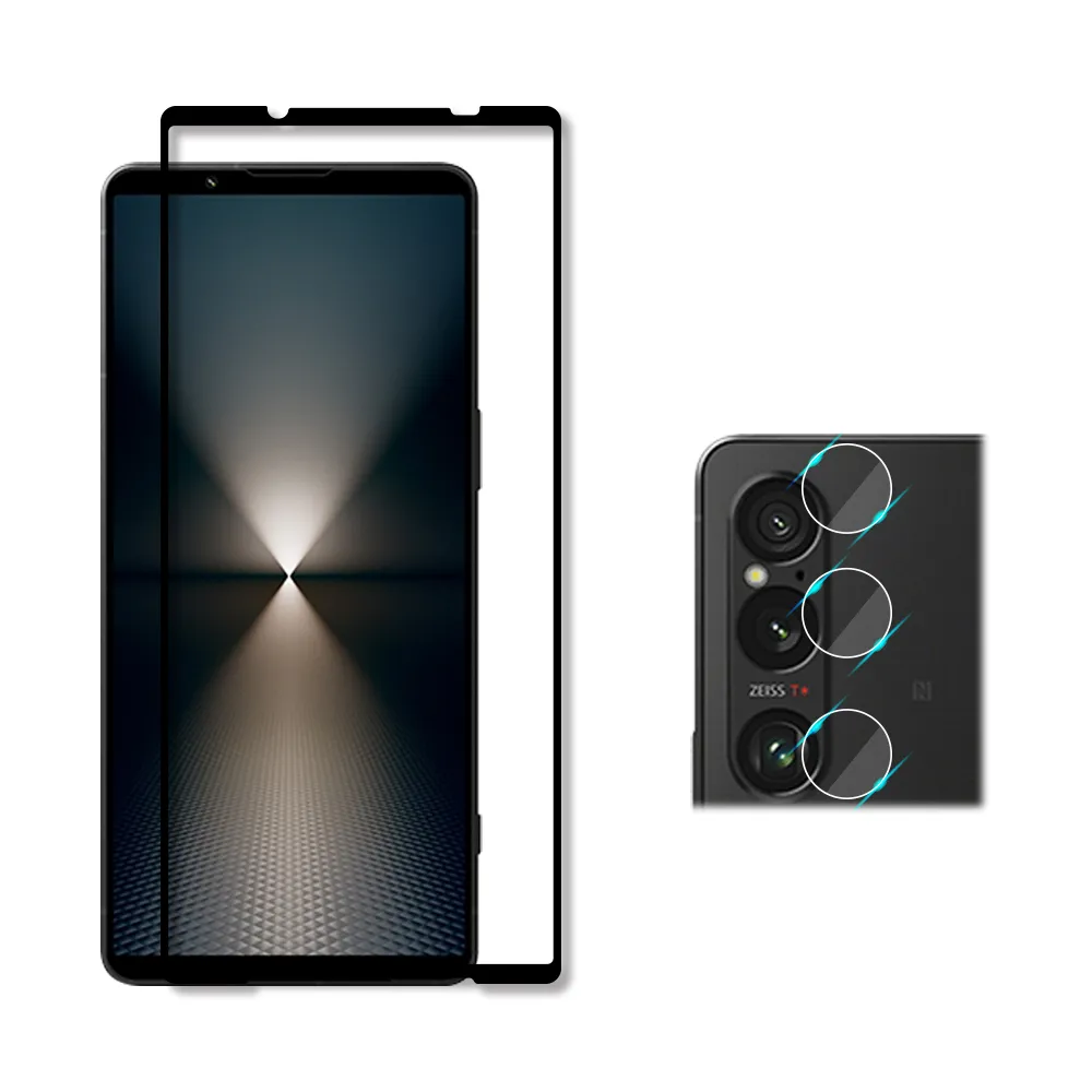 【RedMoon】SONY Xperia 1 VI 2024 手機保護貼2件組 9H玻璃保貼+厚版鏡頭貼