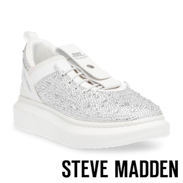 【steve madden】GAMEDAY-R 鑽面免綁帶舒適休閒鞋(白色)