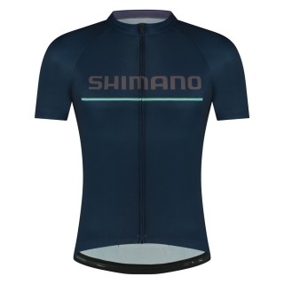 【SHIMANO】LOGO 男款短袖車衣 海軍藍色