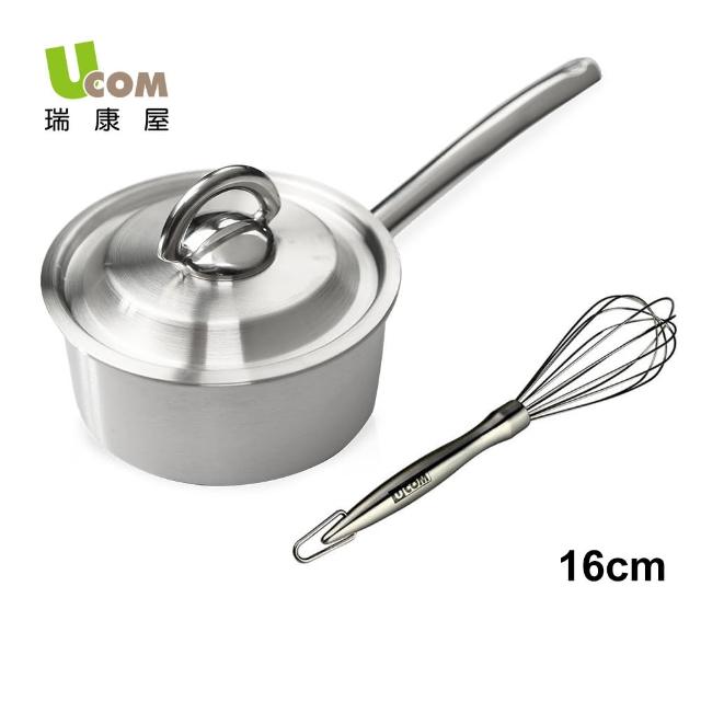 【瑞康屋UCOM】新都會多層複合醬料鍋單柄16cm含蓋(贈璞原霧鋼打蛋器)