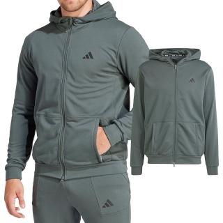 【adidas 愛迪達】WO DK TOP 男款 綠色 毛圈布 吸濕排汗 舒適 休閒 連帽 外套 IT4309