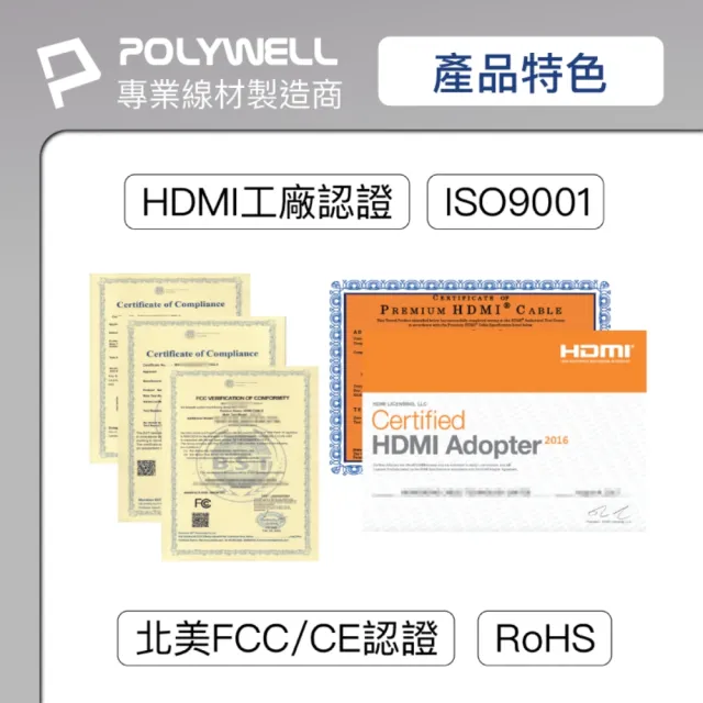 【POLYWELL】HDMI轉DVI 可互轉 轉接線 公對公 1080P /1.8M