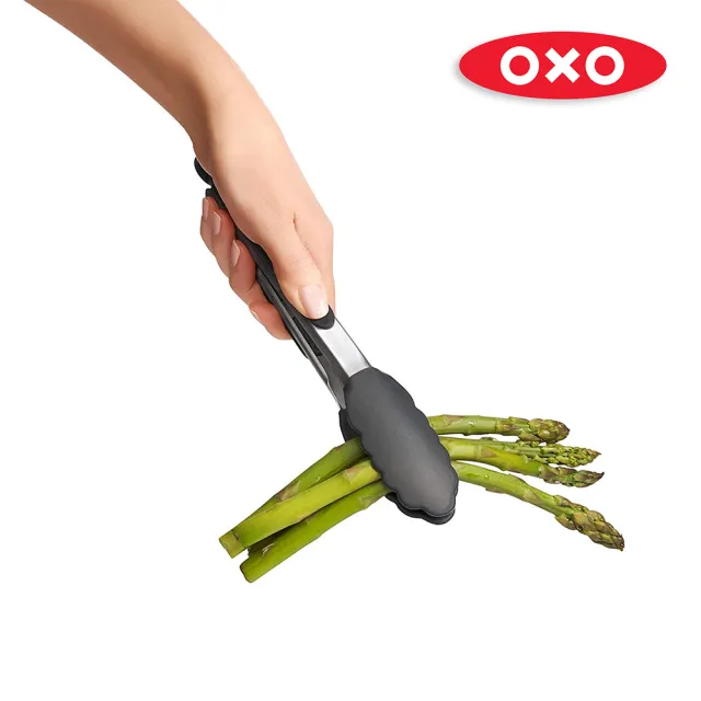 【美國OXO】料理神隊友3件組(彈性矽膠鍋鏟+矽膠料理長筷+9吋餐夾)