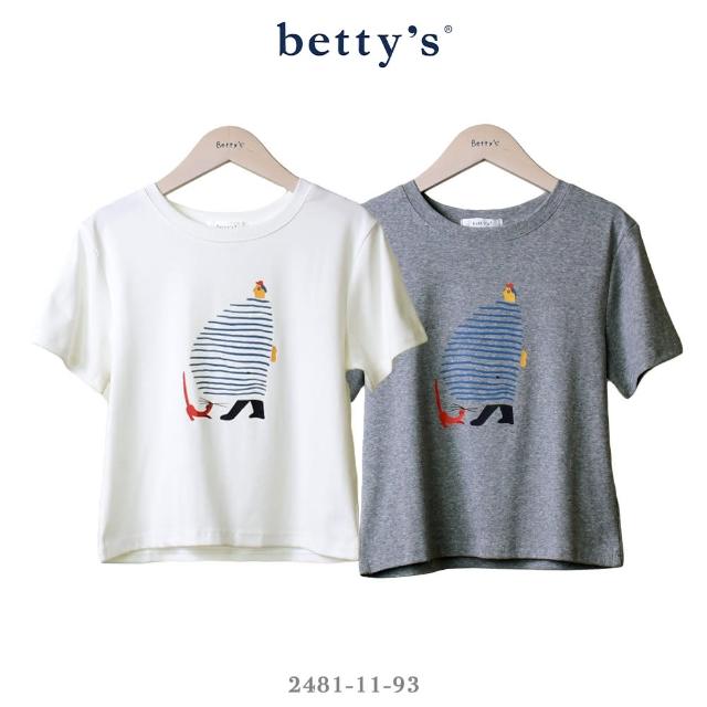 【betty’s 貝蒂思】超Q男孩貓咪印花微短版T-shirt(共二色)