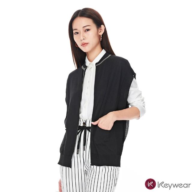 【KeyWear 奇威名品】彈力舒適短袖針織罩衫