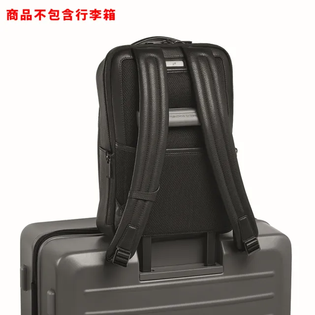 【Porsche Design 保時捷】德國頂級小牛皮旅行後背包(黑色 OLE1600)