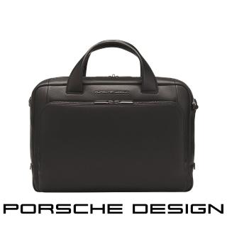 【Porsche Design 保時捷】限量3折 德國頂級小牛皮旅行公事包肩揹包 全新專櫃展示品(黑色 OLE1500)