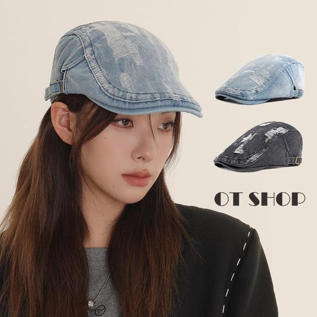 【OT SHOP】帽子 刷破個性前進帽 黑灰色 淺藍色 現貨 C2257 OT SHOP(日系潮流街頭)