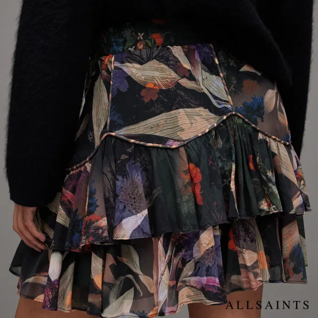 【ALLSAINTS】GEMMA TIPPI 人造絲高腰花卉印花短裙 WS015Z(常規版型)