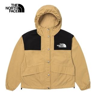 【The North Face 官方旗艦】北面女款卡其色DWR防潑水連帽外套｜5JXOLK5