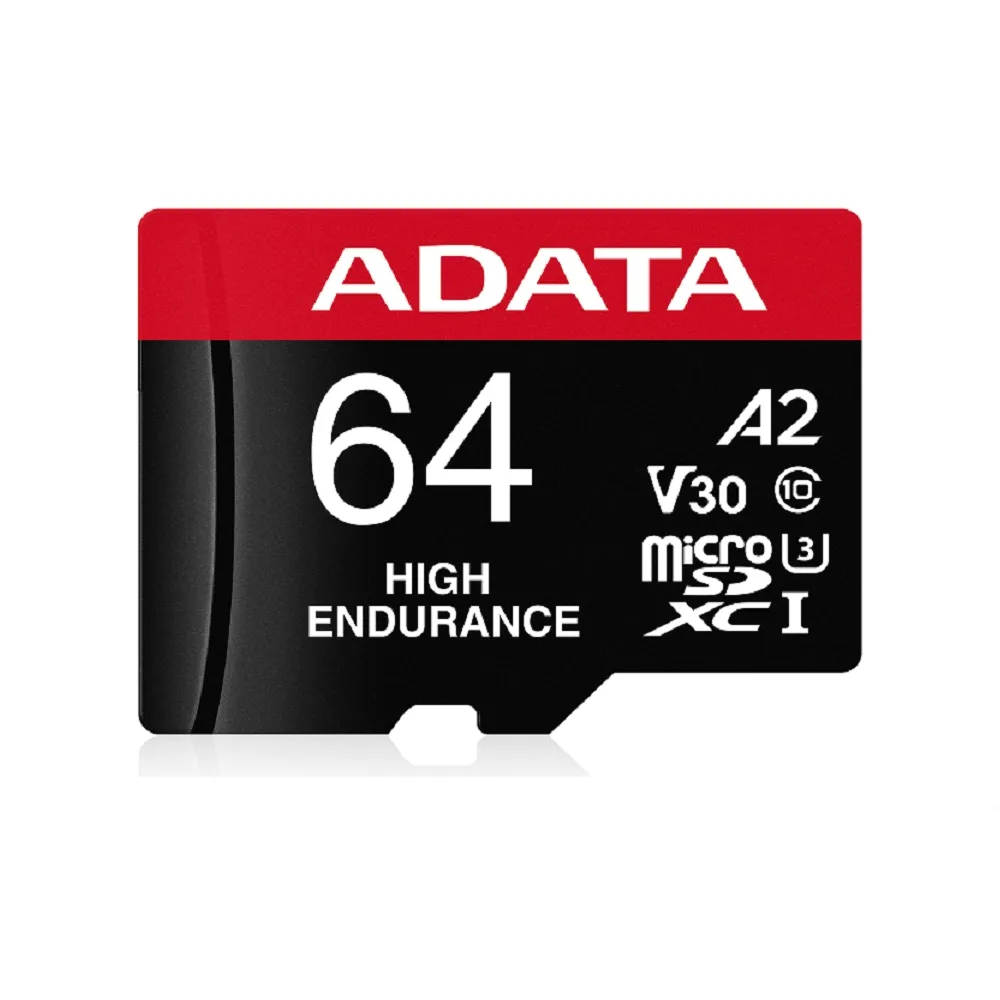 三入組【ADATA 威剛】High Endurance  microSDXC UHS-I U3 A2 V30  64G高耐用記憶卡(附轉卡)