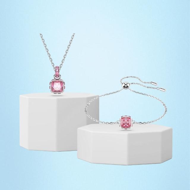 【SWAROVSKI 施華洛世奇】誕生石套組 手鏈+項鏈 情人禮物 生日石 情侶款(幸運生日石)