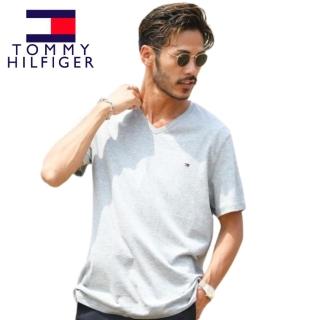 【Tommy Hilfiger】Tommy Hilfiger V領素T 短袖上衣 經典電繡LOGO短T(歐美加大版型 請參考尺碼表)