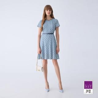 【ILEY 伊蕾】復古波點俏皮雪紡洋裝(藍色；M-XL；1242017033)