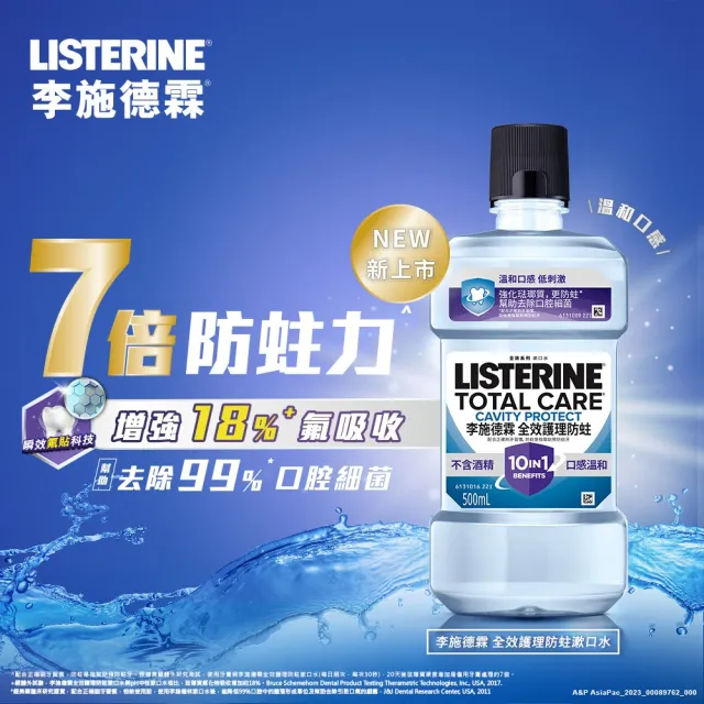 【Listerine 李施德霖】全效護理漱口水750mlx2(溫和/抗敏感/防蛀/牙齦/亮白)