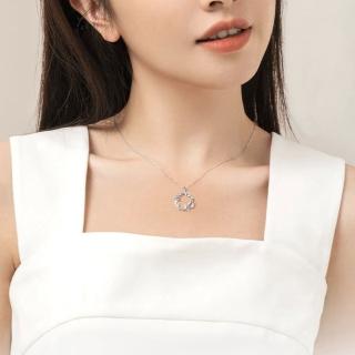 【LEESA】月光石項鍊\S925純銀項鍊\生日禮物\銀項鍊\鬱金香項鍊\花環項鍊\氣質項鍊\守護愛情