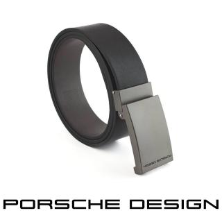 【Porsche Design 保時捷】限量3折 德國頂級小牛皮皮帶 全新專櫃展示品(黑色 FU5028)