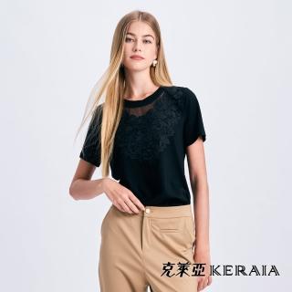 【KERAIA 克萊亞】靈感花圈蕾絲棉質上衣