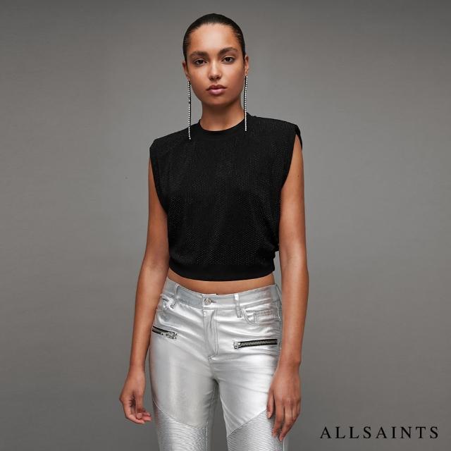 【ALLSAINTS】ALYA MIKA 亮片簡約短版墊肩短版背心 WM194Z(修身版型)