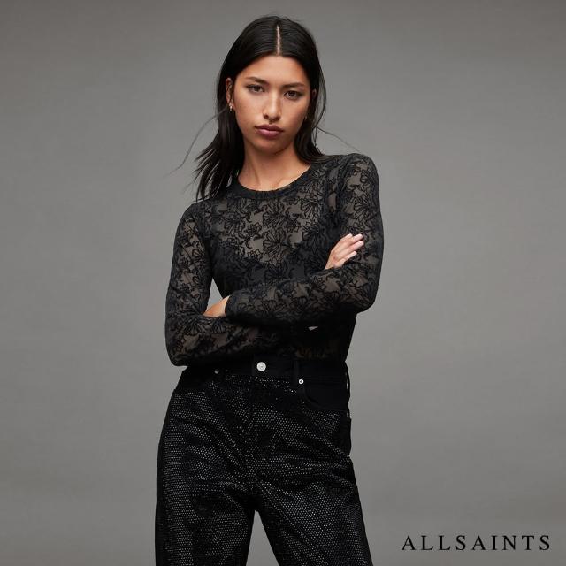 【ALLSAINTS】FRAN 哥德風蕾絲貼身長袖上衣 WM068Z(修身版型)