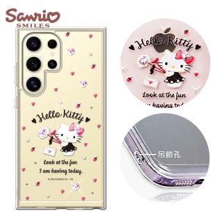 【apbs】三麗鷗 Samsung Galaxy S25/S24/S23/S22系列 防震雙料水晶彩鑽手機殼(情書凱蒂)