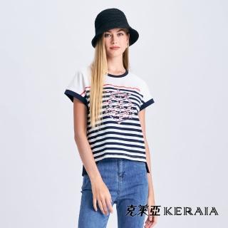 【KERAIA 克萊亞】曙光舵手海軍風船錨條紋連袖上衣
