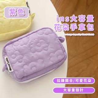 【雜物收納】ins大容量花朵手拿包(收納袋 洗漱包 盥洗包 刷具包 美妝袋 化妝包 隨身