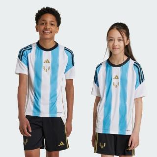 【adidas 愛迪達】短袖上衣 童裝 大童 男女童 運動 阿根廷隊 球衣 MESSI TR JSY Y 藍白 IZ2998