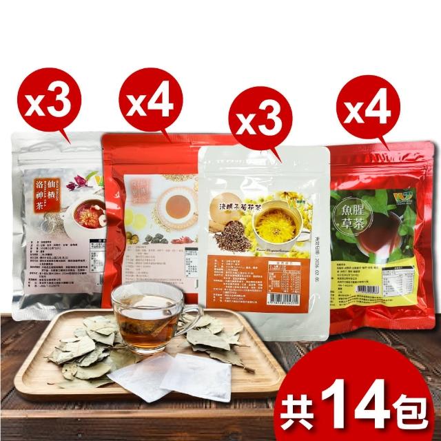 【王媽媽推薦】養生茶飲14包組(仙楂洛神茶3包決明子菊花茶3包魚腥草茶4包仙楂烏梅茶4包)