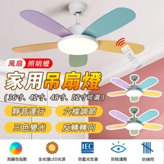 【LADUTA 拉布塔】48吋兒童風扇 風扇燈 DC吊扇 遙控吊扇燈(電風扇 循環扇 吸頂燈)
