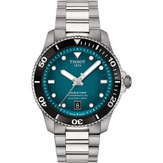 【TISSOT 天梭 官方授權】Seastar 1000海星300米潛水錶 機械錶 中性錶-40mm 情人節 禮物(T1208071109100)