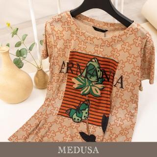 【MEDUSA 曼度莎】現貨-Armania 輕薄柔軟印花上衣（M-2L）｜女涼感上衣 休閒上衣(301-53201)