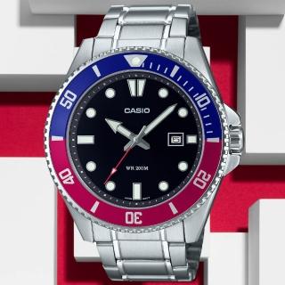 【CASIO 卡西歐】槍魚 可樂圈 黑水鬼 防水200米 運動腕錶 母親節 禮物 推薦(MDV-107D-1A3V)