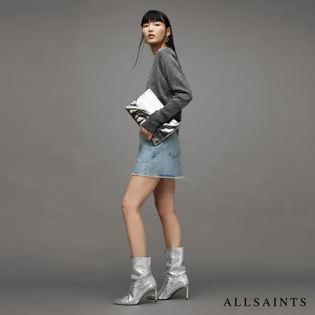 【ALLSAINTS】LYRA 人造絲短版金屬針織外套 WK081Z(常規版型)