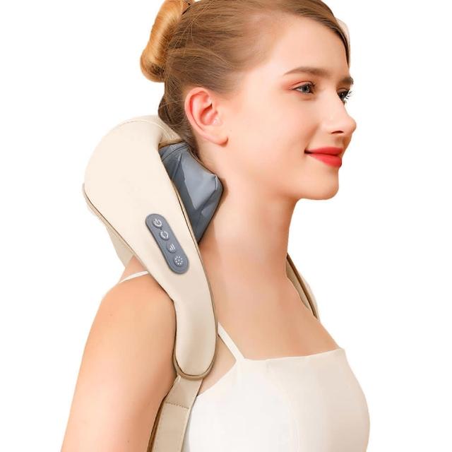 FJ MSG-2 肩頸按摩機，採用擬真手感揉捏式按摩，結合溫熱功能，輕鬆緩解頸部、肩部、腰部、背部及大腿肌肉疲勞。米色系設計，輕巧便攜，主體尺寸23x13.5x16cm，展開可達122x19x14cm，重量僅1.475kg。支援三檔力度、兩檔熱敷及智慧10分鐘定時，使用有線遙控器操作，Type-C充電，7.4V/25W功率，內建4000mAh電池。中國製造，BSMI認證R3A425，3個月保固。適合日常肌肉放鬆，非醫療器材，請依注意事項使用，提升生活舒適度，購買肩頸按摩機首選！