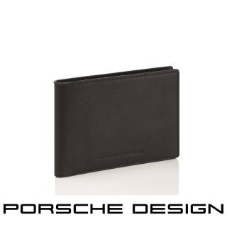 【Porsche Design 保時捷】限量3折 德國頂級小牛皮4卡零錢包皮夾 全新專櫃展示品(黑色 OSO9903)