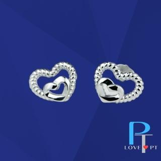 【love pt】結成雙心 白金耳環 母親節禮物(PT950 鉑金耳環B099)