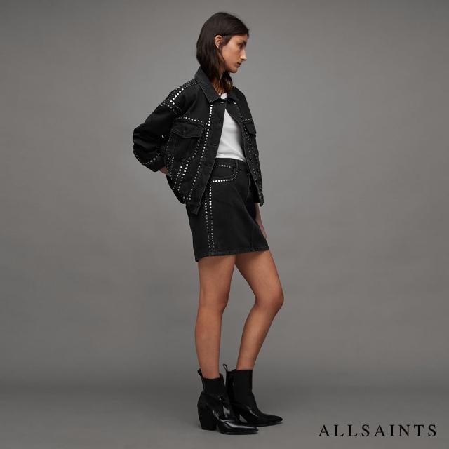 【ALLSAINTS】WINNIE 龐克搖滾鉚釘牛仔短裙 WS002Z(修身版型)