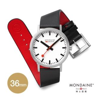 【MONDAINE 瑞士國鐵】Classic Vegan葡萄皮革腕錶/霧銀- 36mm /660416V