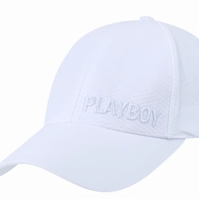 【PLAYBOY GOLF】男款斜壓紋高爾夫球帽-白(高爾夫/配件/AQ24102-87)