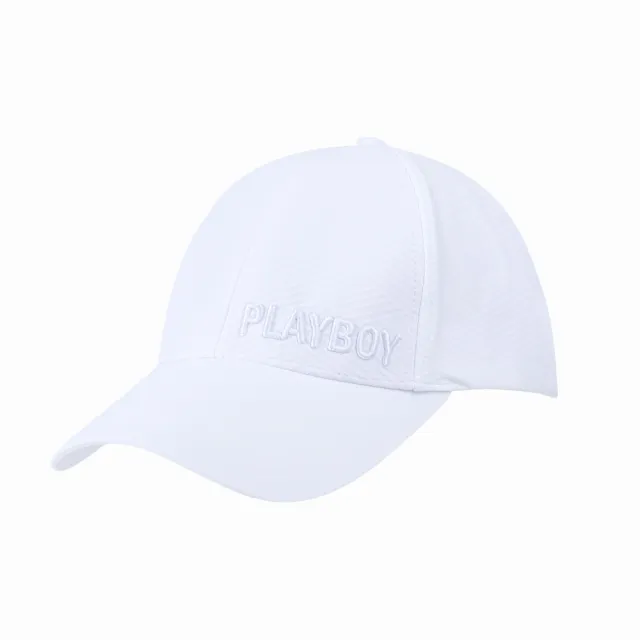 【PLAYBOY GOLF】男款斜壓紋高爾夫球帽-白(高爾夫/配件/AQ24102-87)