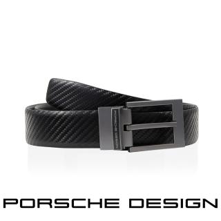 【Porsche Design 保時捷】德國頂級小牛皮皮帶(黑色 FU5038)