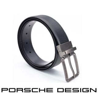 【Porsche Design 保時捷】德國頂級小牛皮皮帶(黑色 FU5050)