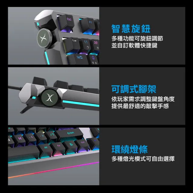 【FOXXRAY 狐鐳】闇夜RGB多功旋鈕機械鍵盤-FXR-HKM-91(青軸、茶軸、紅軸)